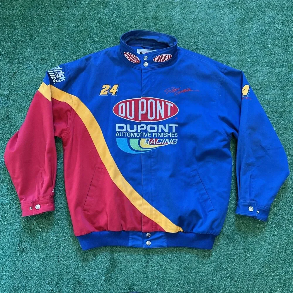 Vintage Chase Jeff Gordon Full Zip Jacket Men’s XL DuPont Red Blue Yellow 90s